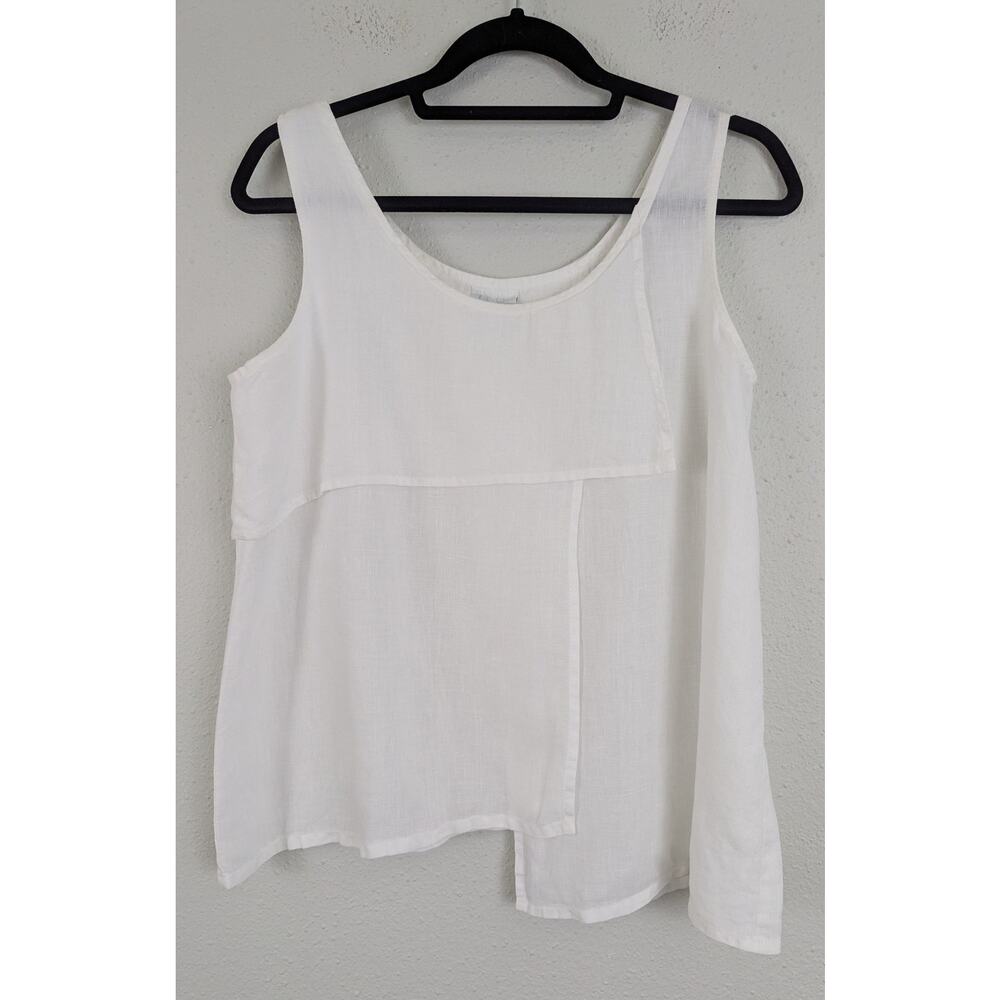 CLICK by Color Me Cotton sz M 100% Linen Tank Top blouse white 0678